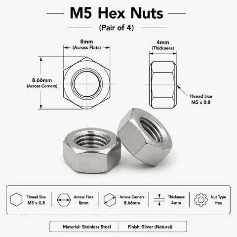 M5 Hex Nuts (Pair of 4)