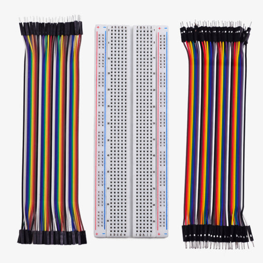 MB102 Colored Breadboard 830 Points with Jumper Wires - Male to Male and Male to Female (Set of 80)