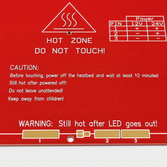MK2B 3D Printers Dual Power PCB Heat Bed - Red