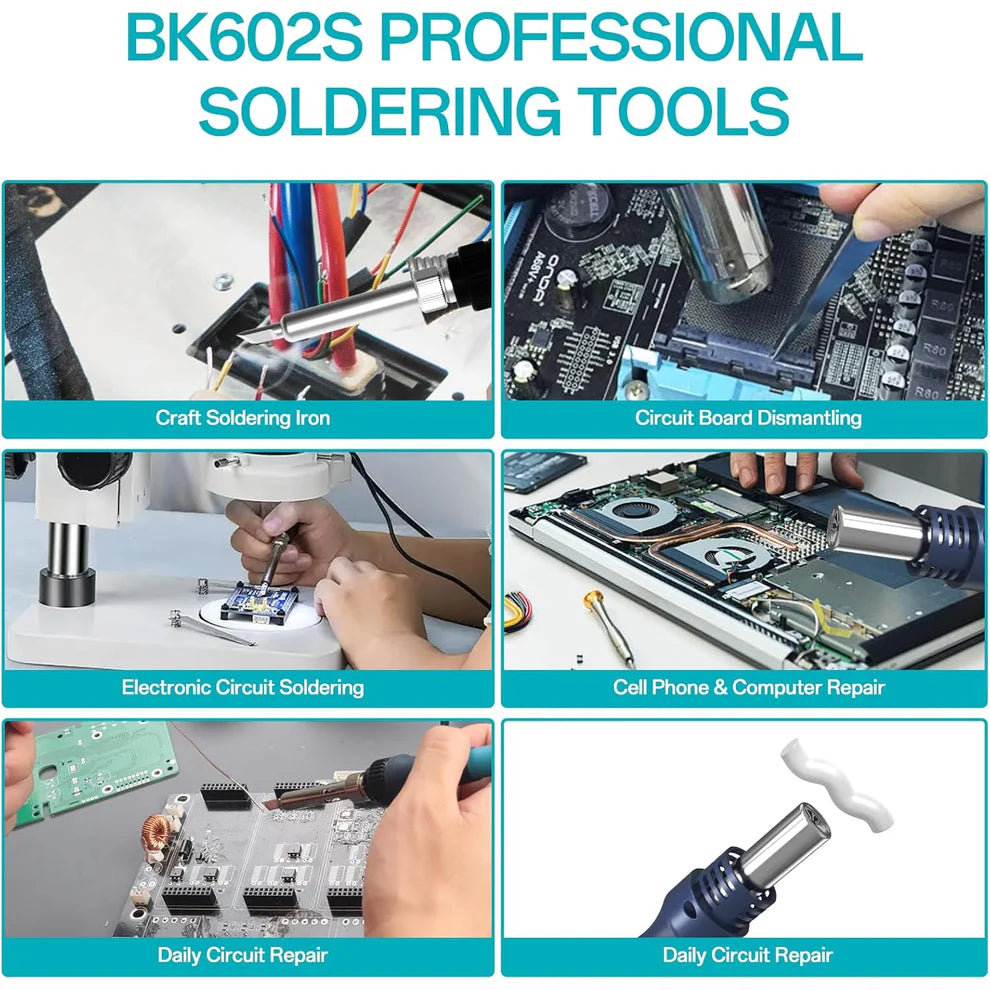 Bakon BK602S 2-in-1 Digital Display Soldering Station with 90W soldering iron + 550W hot air station