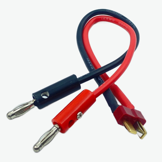Nylon T-Connector Male to 4.0mm Banana Plug with 14AWG Silicone Wire