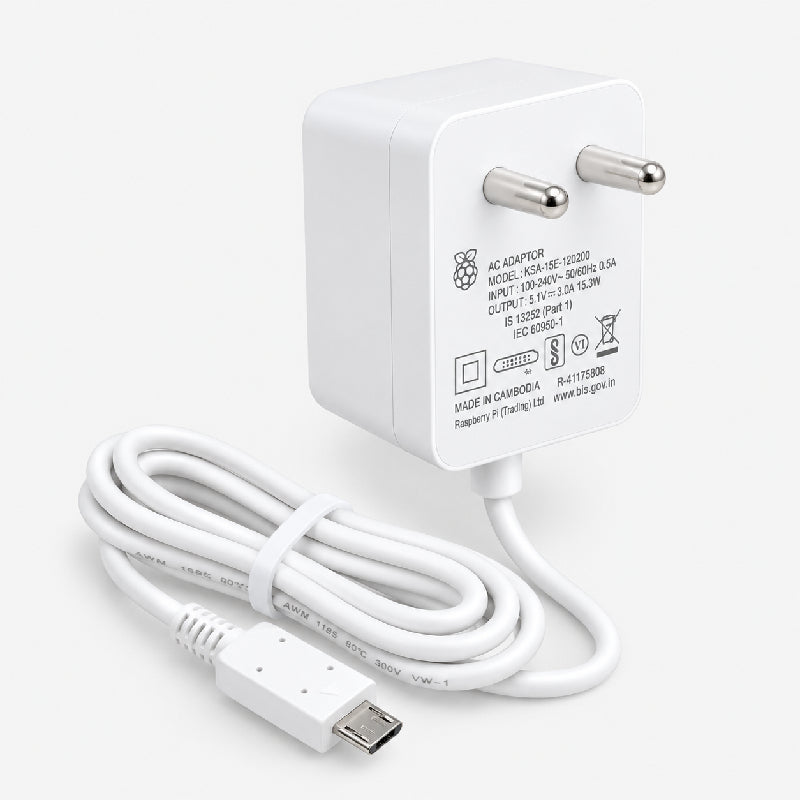 Official Raspberry Pi Pi3/Pi3B+ Micro USB 12.75W Power Supply (White)