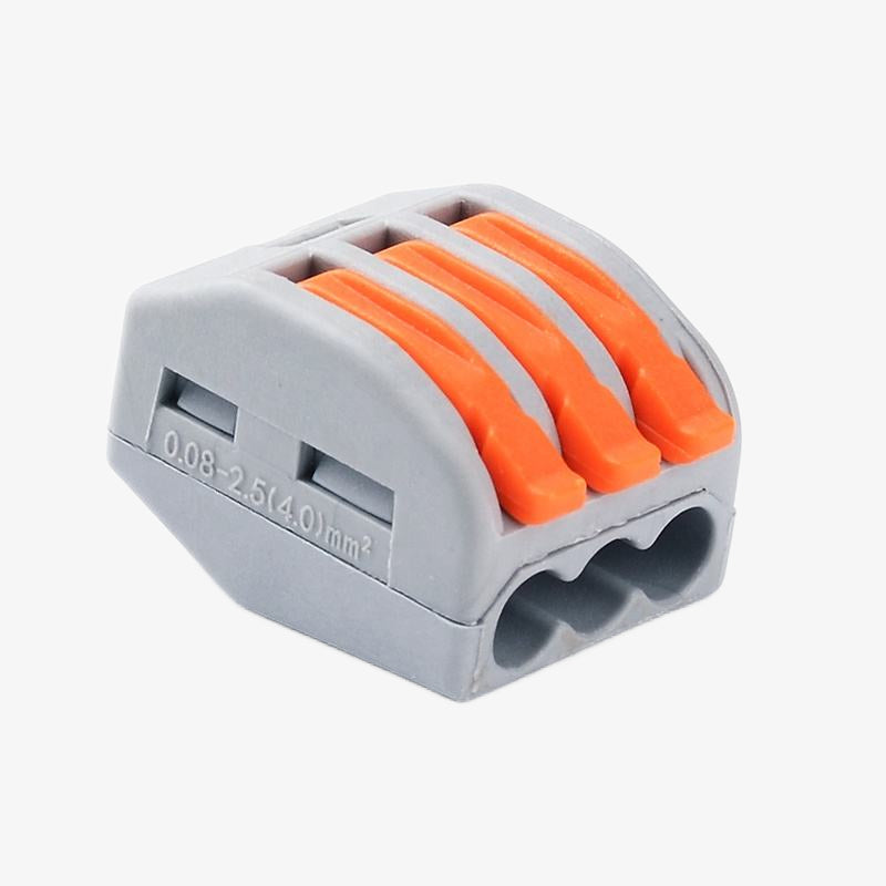 PCT-213 0.08–2.5mm2 3 Pole Wire Connector Terminal Block with Spring Lock Lever 450V, 32A