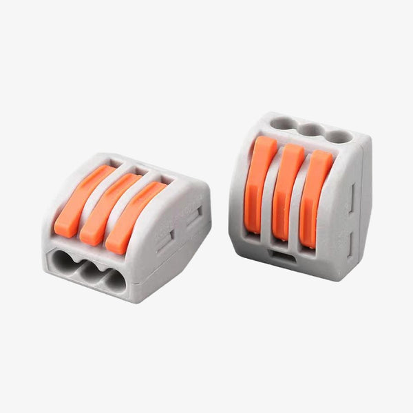 PCT-213 0.08–2.5mm² 3 Pole Wire Connector Terminal Block with Spring Lock Lever - 450V, 32A