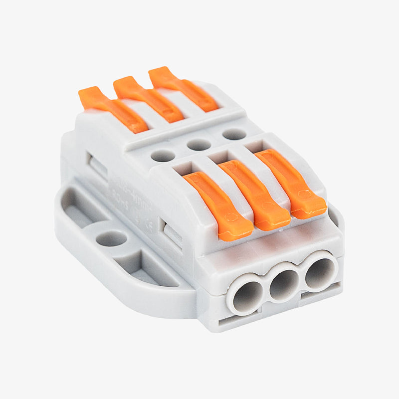 PCT-223-3 Stationary Type Quick Connection 3 Pole Wire Connector Terminal Block with Spring Lock Lever 