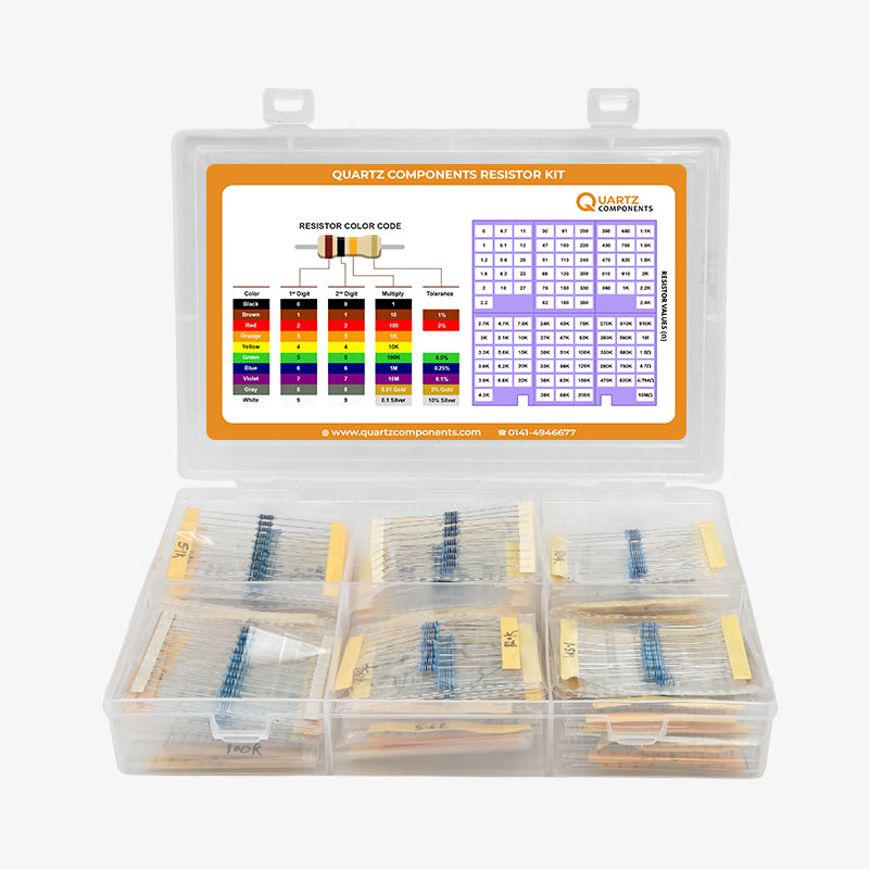 100 Values Through Hole Resistor Kit from 0 Ohm to 10M Ohm 1/4 Watt with 1% Tolerance - 1000Pcs