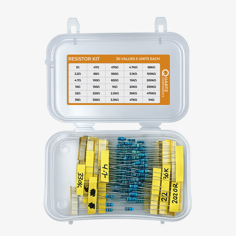 30 Sets Resistor Kit 1/4 Watt with 1% Tolerance from 1 Ohm to 1M Ohm - 150Pcs