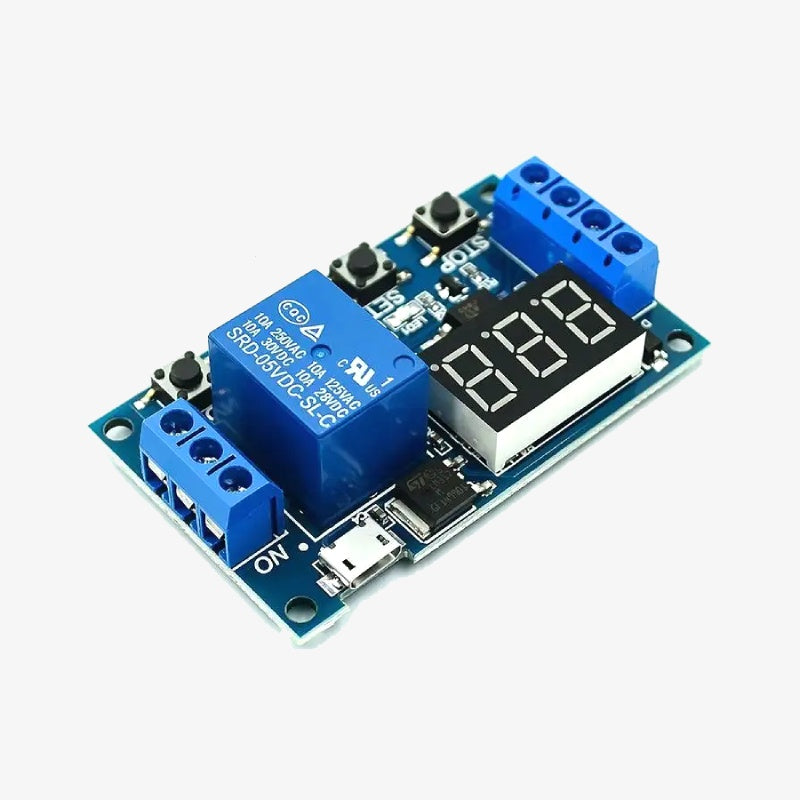 6-30V 1-Channel Power Relay Module with Adjustable Timing Cycle and LED Display