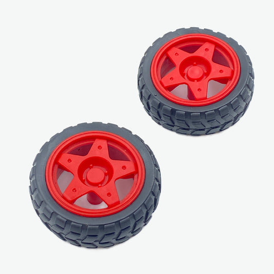 Robot Wheel 65mm for DC Geared Motor - Red (Pack of 2)