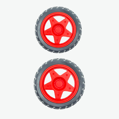 Robot Wheel 65mm for DC Geared Motor - Red (Pack of 2)
