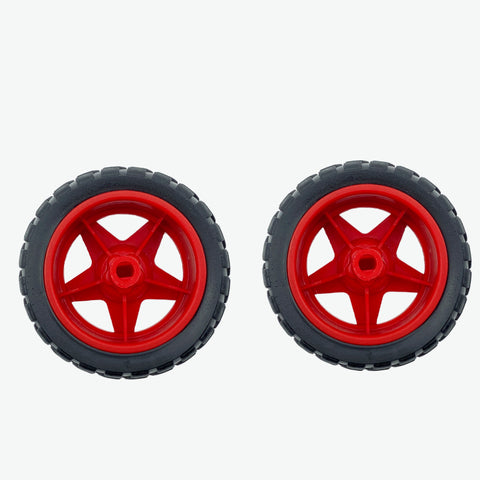 Robot Wheel 65mm for DC Geared Motor - Red (Pack of 2)