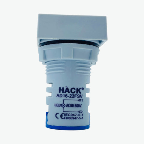 Hack AD16-22FSV AC Voltmeter Display Square Blue 22mm (AC60-500 V)