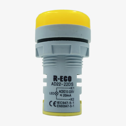 SIBASS SE-AS22-7S LED Indicator Panel Mount - 12VDC 220AC Yellow