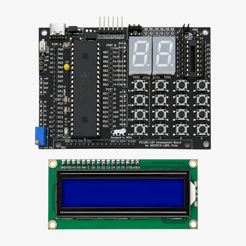 Amotech Labs - PIC18F/16F Development Board (with PIC18F452 IC and LCD)