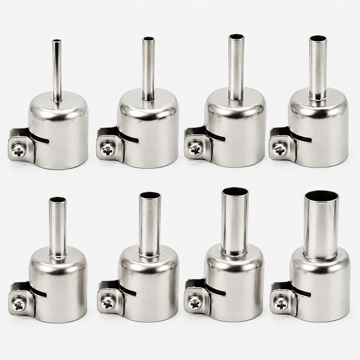 8Pcs Universal Hot Air Gun Nozzle Set 3-12mm Stainless Steel Heat Resistant Adjustable Conical Tips