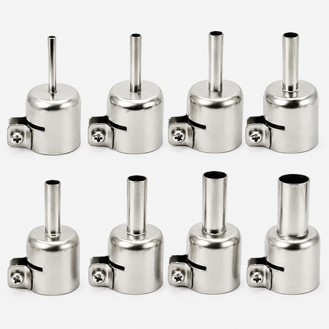 8Pcs Universal Hot Air Gun Nozzle Set 3-12mm Stainless Steel Heat Resistant Adjustable Conical Tips