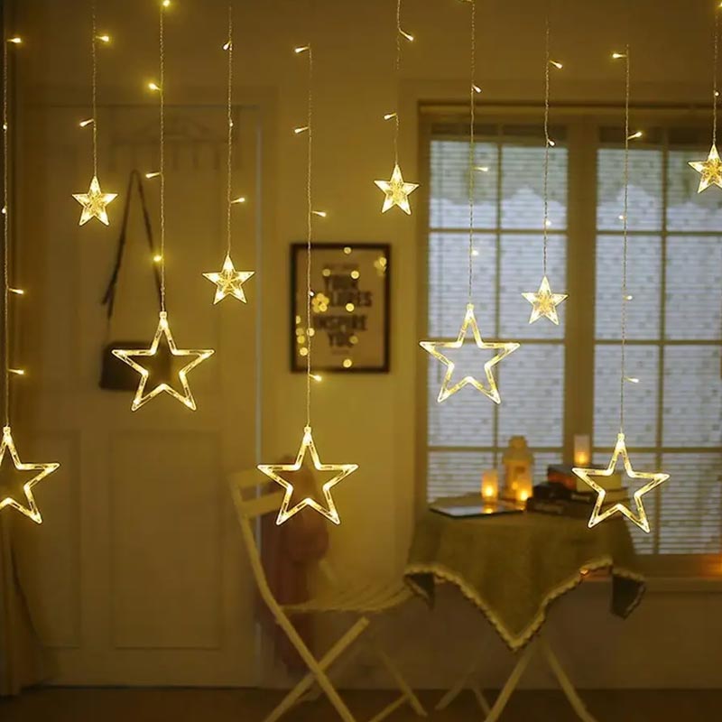 Star Curtain Lights - 12 Star 138 LED's | Warm White LED