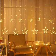 Load image into Gallery viewer, Star Curtain Lights - 12 Star 138 LED&#39;s | Warm White LED
