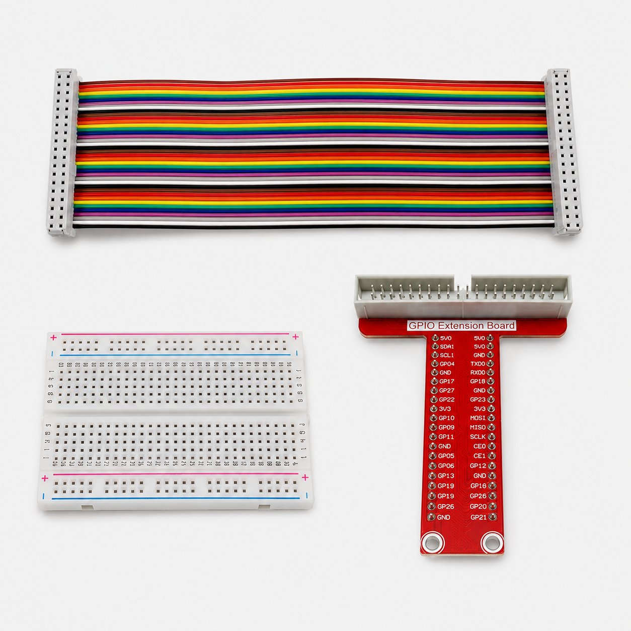T Type GPIO Breakout board with 40 pin Cable and 400pt Breadboard for Raspberry Pi 3