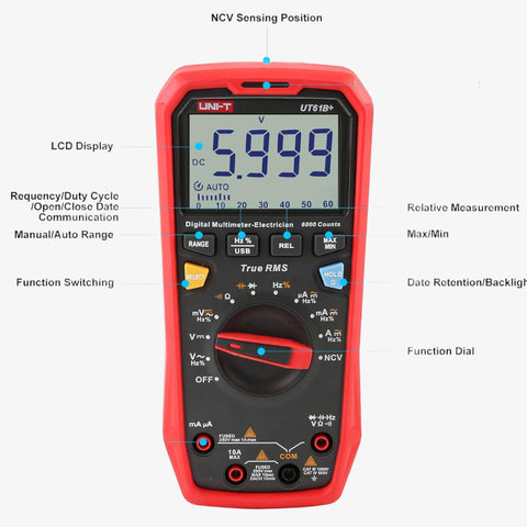 UNI-T UT61B+ Digital Multimeter True RMS AC/DC Voltage Current Resistance Capacitance Tester