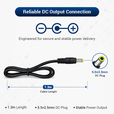 WATTNINE 12.6V 5A Lithium-Ion Battery Charger for 3S NMC Battery Pack - Table-Top Charger with CC & CV