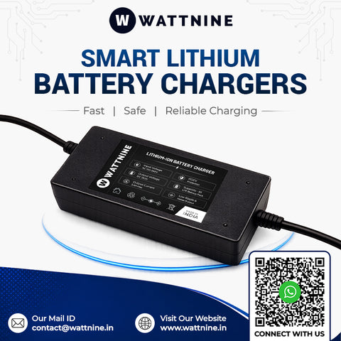 WATTNINE 12.6V 5A Lithium-Ion Battery Charger for 3S NMC Battery Pack - Table-Top Charger with CC & CV