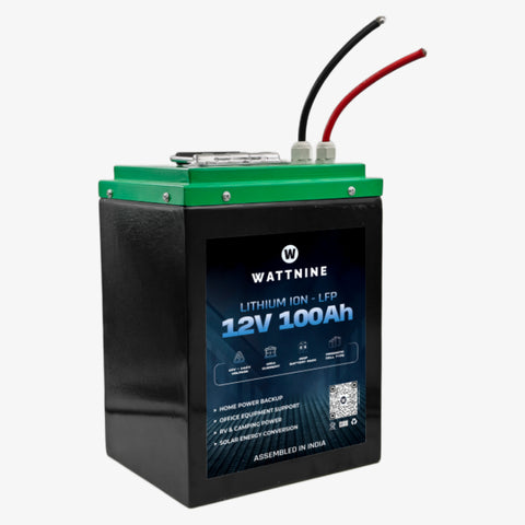 WATTNINE® 12V 100Ah Lithium LiFePO4 Battery Pack Prismatic Cell for Solar or Inverter