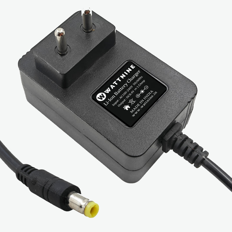 WATTNINE 8.4V 1.5A NMC Battery Charger with CC/CV and Charging Indicator for 2S Battery Packs