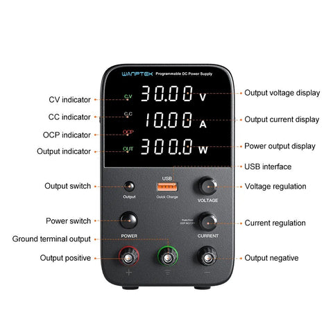 WANPTEK WPS3010H DC Adjustable Power Supply - 30V/10A