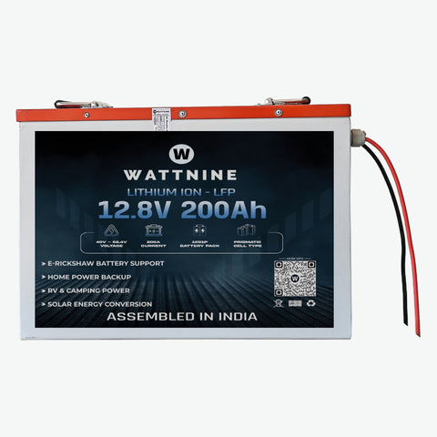 WATTNINE® 12.8V 200Ah Lithium LiFePO4 Inverter Battery Pack
