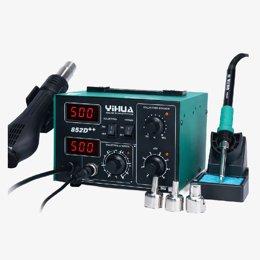 YIHUA 852D++ Hot Air Rework Station with Soldering Iron & Hot Air Bracket