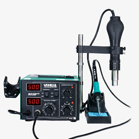 YIHUA 852D++ Hot Air Rework Station with Soldering Iron & Hot Air Bracket