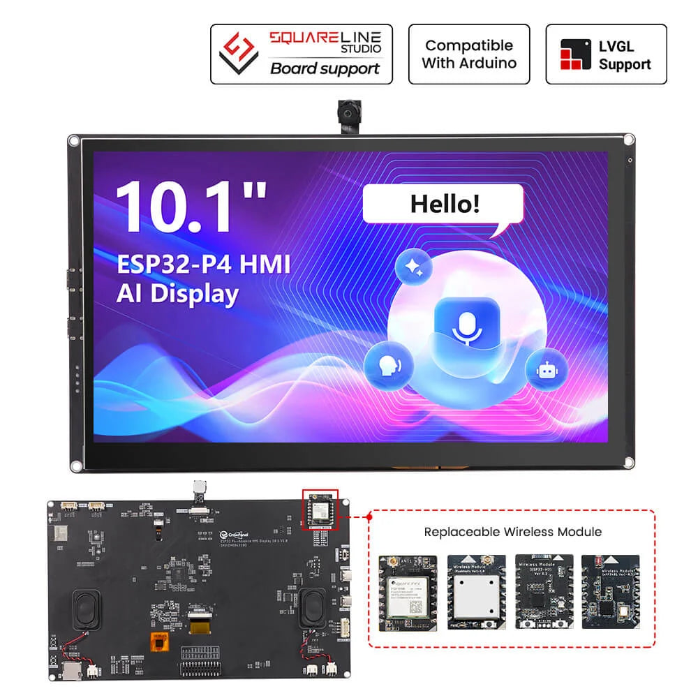 CrowPanel Advanced 10.1 inch ESP32-P4 HMI AI Display 1024x600 IPS Touch Screen with WiFi 6 Support Compatible with Arduino