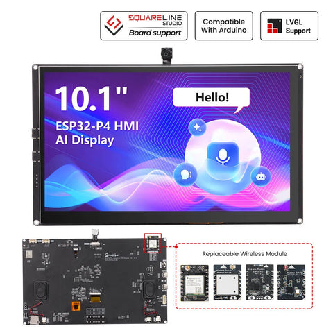 CrowPanel Advanced 10.1 inch ESP32-P4 HMI AI Display 1024x600 IPS Touch Screen with WiFi 6 Support Compatible with Arduino