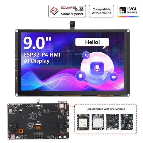 CrowPanel Advanced 9inch ESP32-P4 HMI AI Display 1024x600 IPS Touch Screen with WiFi 6 Support - Without Camera