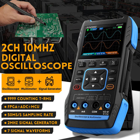 FNIRSI® 2C23T Plus Handheld Dual Channel 3-in-1 10MHz 50MS/s Oscilloscope 