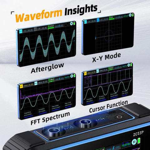 FNIRSI® 2C53P 3-IN-1 50MHz 250MS/s Dual Channel Tablet Touchable Oscilloscope Multimeter DDS Generator