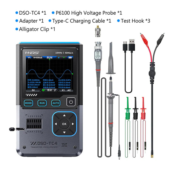 FNIRSI® DSO-TC4 3-IN-1 10MHz 48MSa/s Digital Oscilloscope 