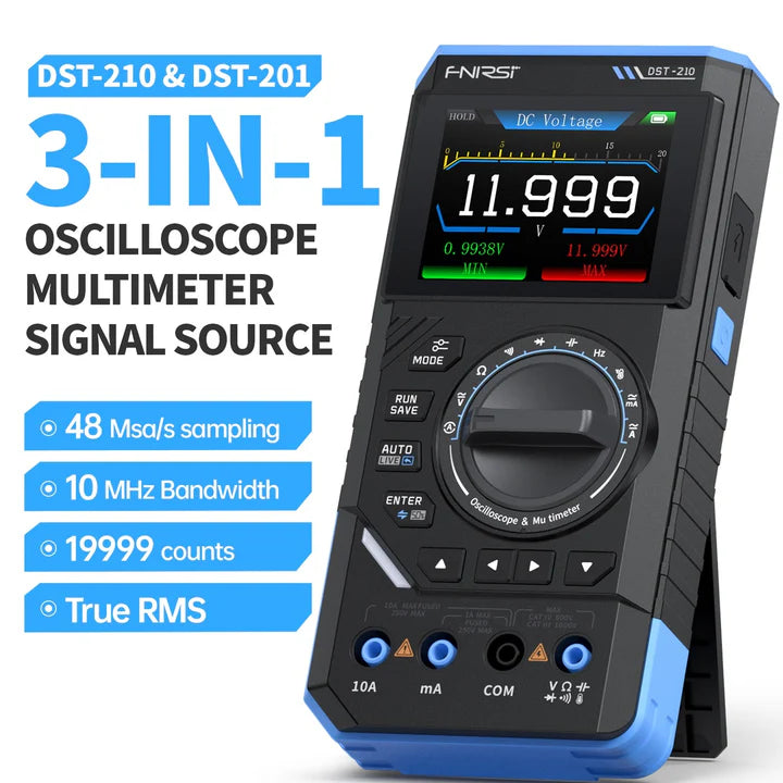 FNIRSI® DST-210 Portable 3-IN-1 True RMS Multimeter Oscilloscope Signal Generator