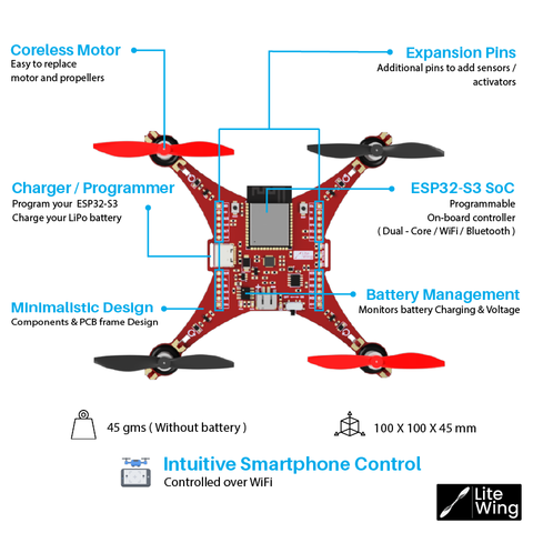 LiteWing ESP32 Programmable Drone