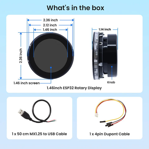 CrowPanel 1.46 inch-HMI ESP32 Rotary Display 360x360 IPS Round Touch Knob Screen Wifi/BLE