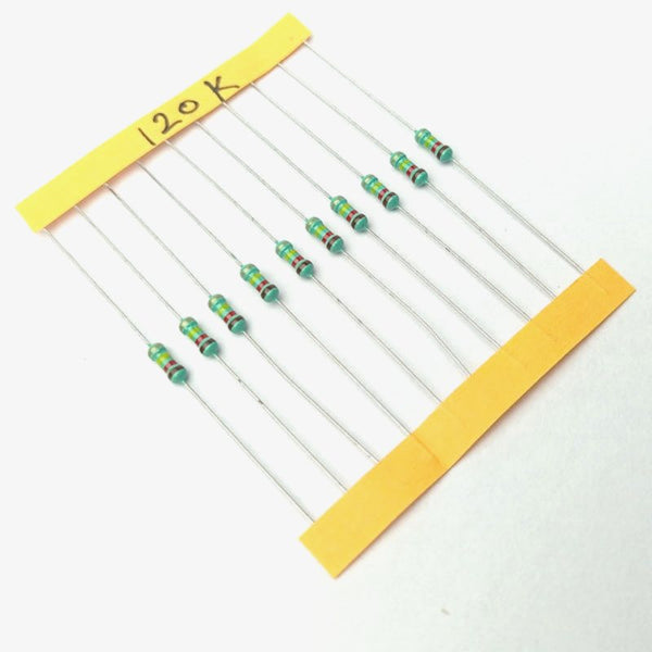 120K ohm, 1/4 Watt Resistor with 5% tolerance (Pack of 10)