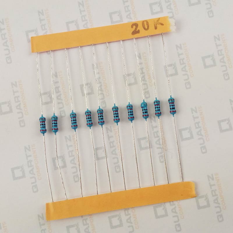 20K ohm, 1/4 Watt Resistor with 1% tolerance (Pack of 10)
