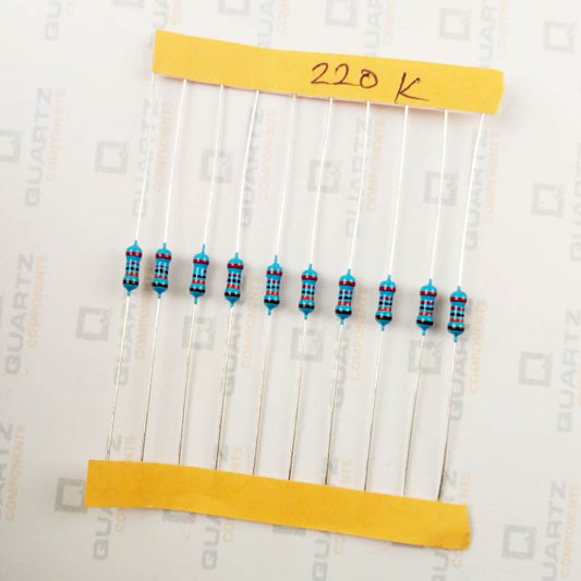 220K ohm, 1/4 Watt Resistor with 1% tolerance (Pack of 10)