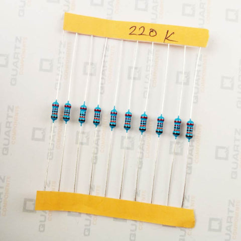 220K ohm, 1/4 Watt Resistor with 1% tolerance (Pack of 10)
