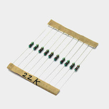 Load image into Gallery viewer, 22K ohm, 1/4 Watt Resistor with 5% tolerance (Pack of 10)