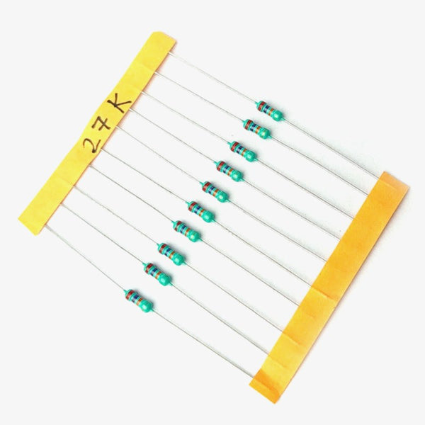 27K ohm, 1/4 Watt Resistor with 5% tolerance (Pack of 10)