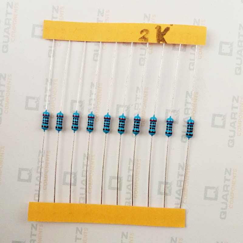 2K ohm, 1/4 Watt Resistor with 1% tolerance (Pack of 10)