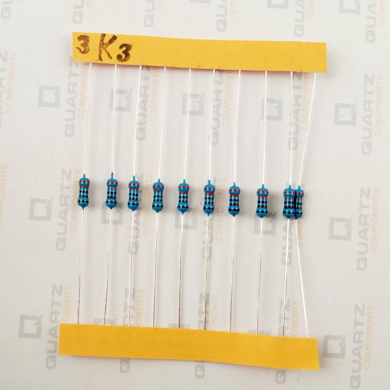 3.3K ohm, 1/4 Watt Resistor with 1% tolerance (Pack of 10)