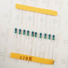 Load image into Gallery viewer, 470 ohm, 1/4 Watt Resistor with 1% tolerance (Pack of 10)